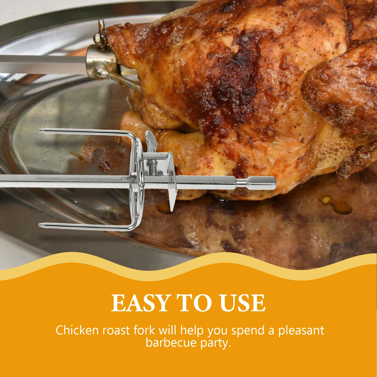 

1Set Kitchen Rotating Roast Chicken Fork Stainless Steel Bbq Grill Rack for Turkey Meat Oven Accessory Roast Chicken Fork