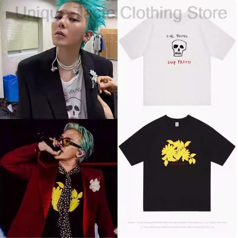

G Dragon Concert Same T Shirt High Quality Cotton Tops GD TOO BAD Stage Clothes Women Men Fashion Summer Casual Short Sleeve Tee