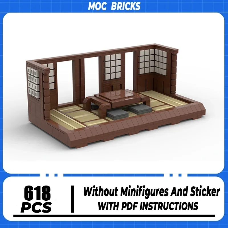 

Street View Moc Building Blocks Tea Room Corner Zen Tea Retreat Technical Bricks DIY Assembly Construction Holiday Gifts Toy