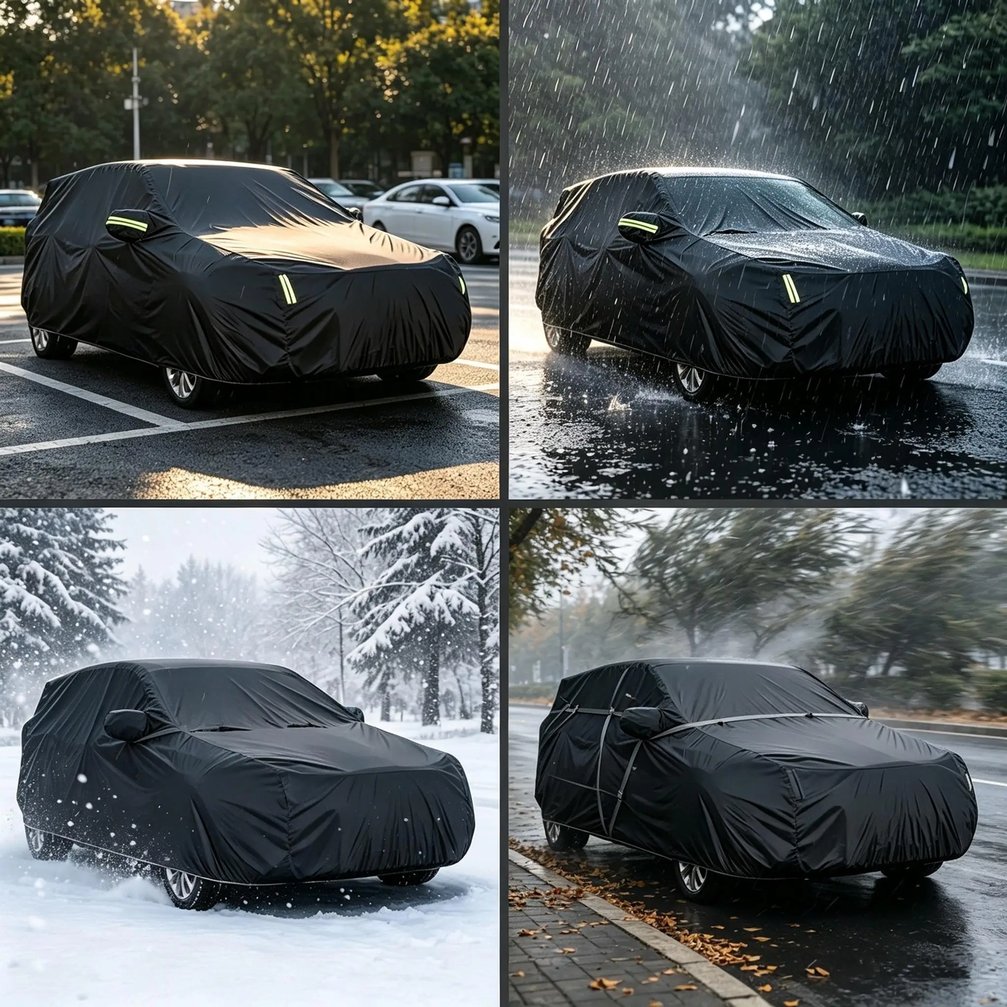 Housse de voiture S-XXL, housse intégrale pour berline avec bande réfléchissante, protection solaire, anti-poussière et imperméable, résistante aux rayures UV, universelle