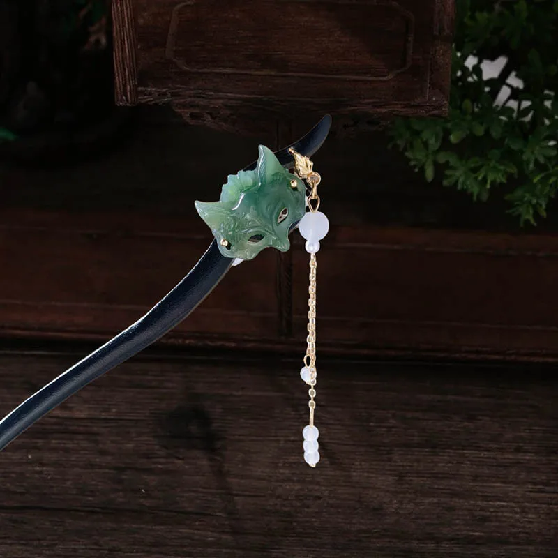 

Заколка для волос в виде лисы, кисточка в древнем стиле, деревянная заколка для волос, новый высококачественный аксессуар для юбки в китайском стиле с конским лицом