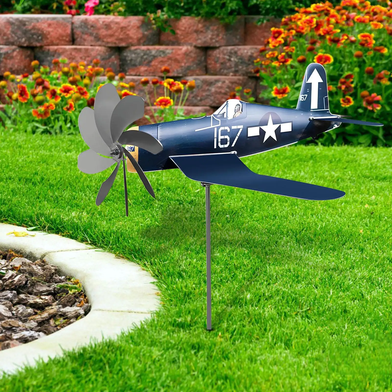 Aircraft Garden Windmill Airplane Wind Spinners Weatherproof Stainless Steel Wind Powered Wind Catcher Garden Art Decorations - view 5