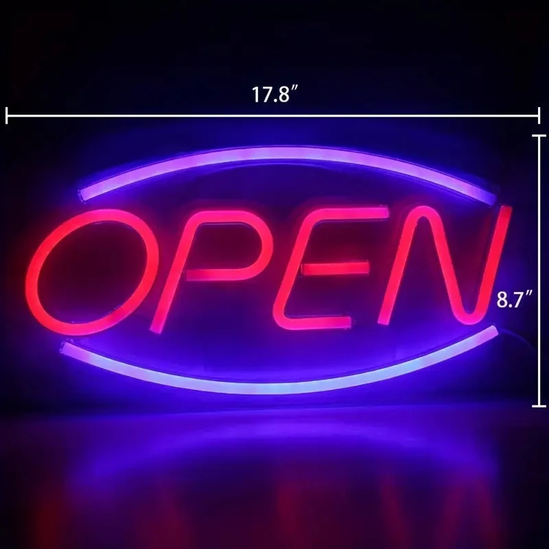 Open Neon Signs for Business , for Wall Decor with Multiple Blinking Modes, Ideal for Restaurant, Cafe, Bar, SalonShops, 5V/USB