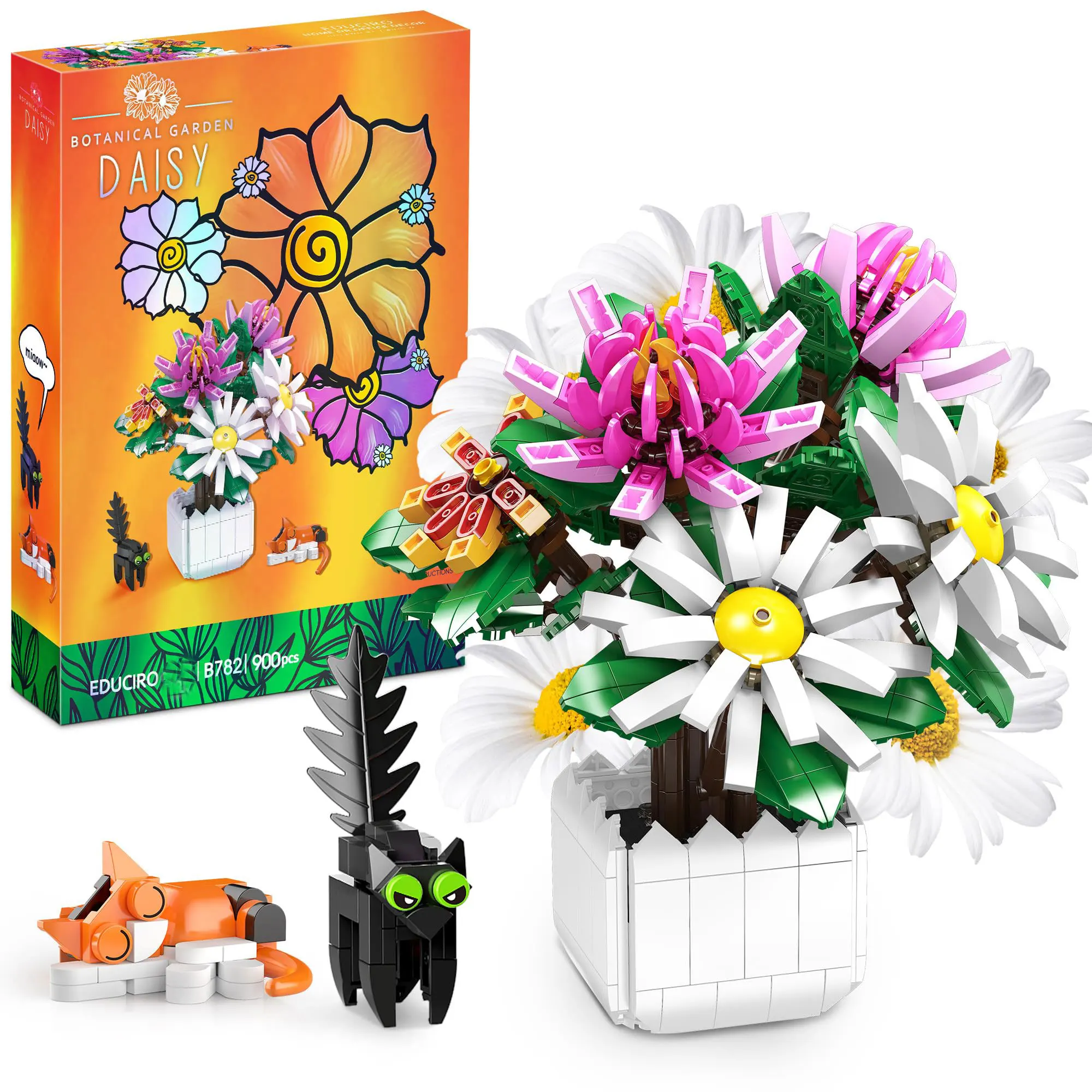 

Flowers Bouquet Building Set for Adults and Kids, Daisy Flower Building Block Toys, Botanical Collection