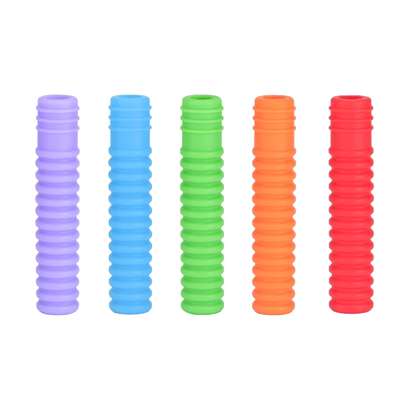 Set di toppers per matite da masticare sensoriali da 5 pezzi Set di toppers per matite in silicone masticabili per massaggiatori con esigenze di motori orali