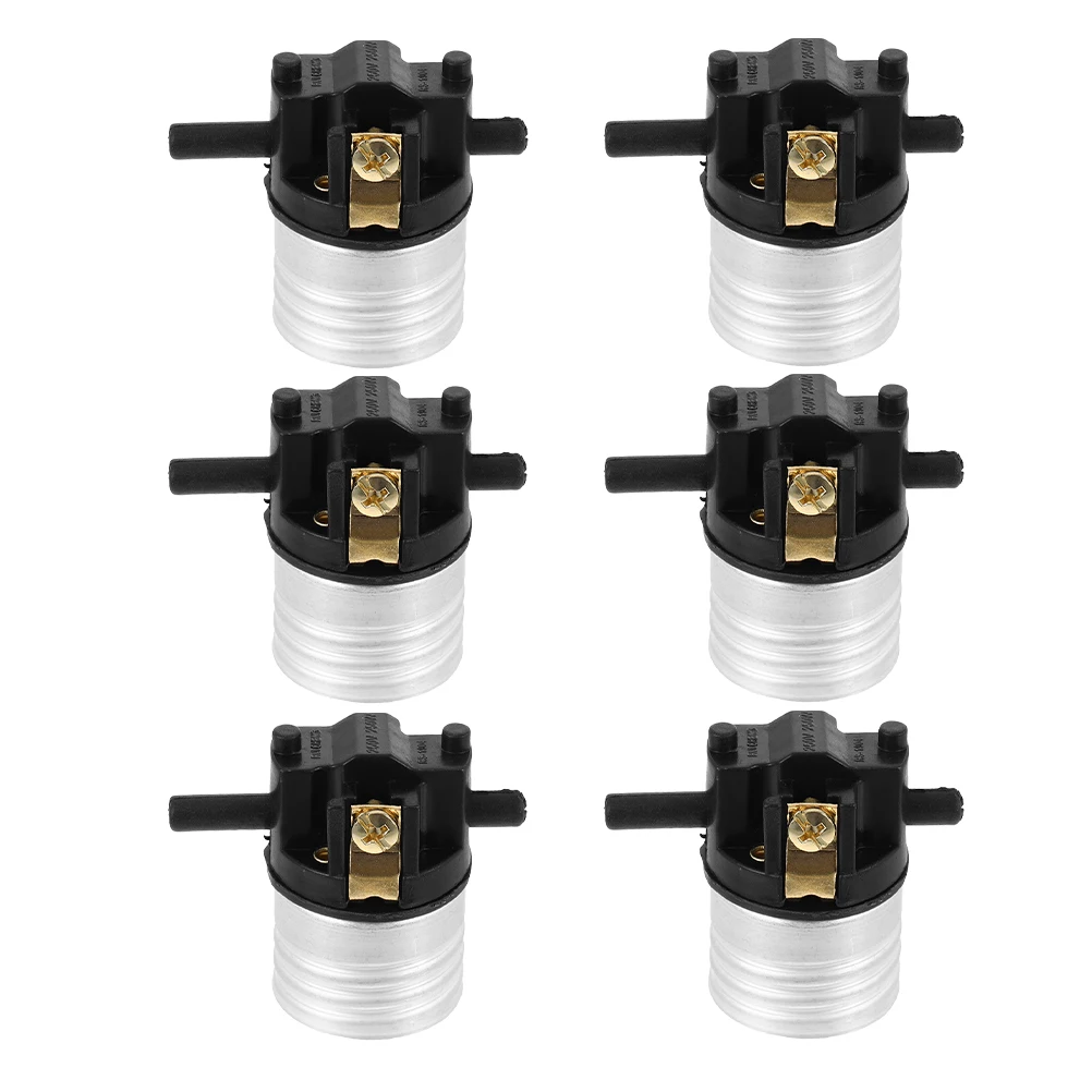 

6 pcs E26 Push Switch Lamp Holder Light Socket Repair Parts Aluminum Base Durable Construction Stable Performance Versatile