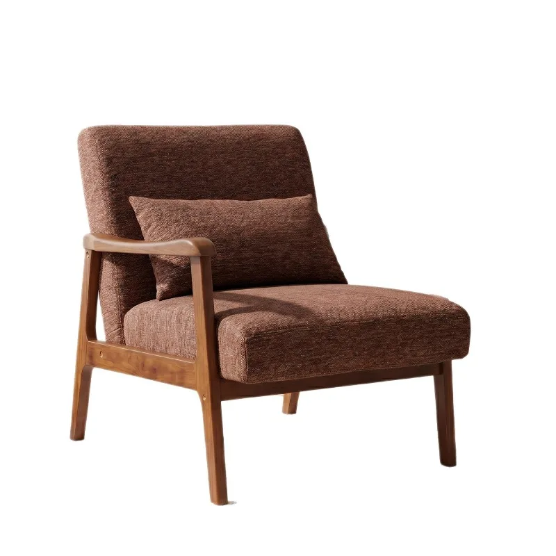 Solid wood single lazy sofa chair, armrest living room  table chair, balcony lounge chair
