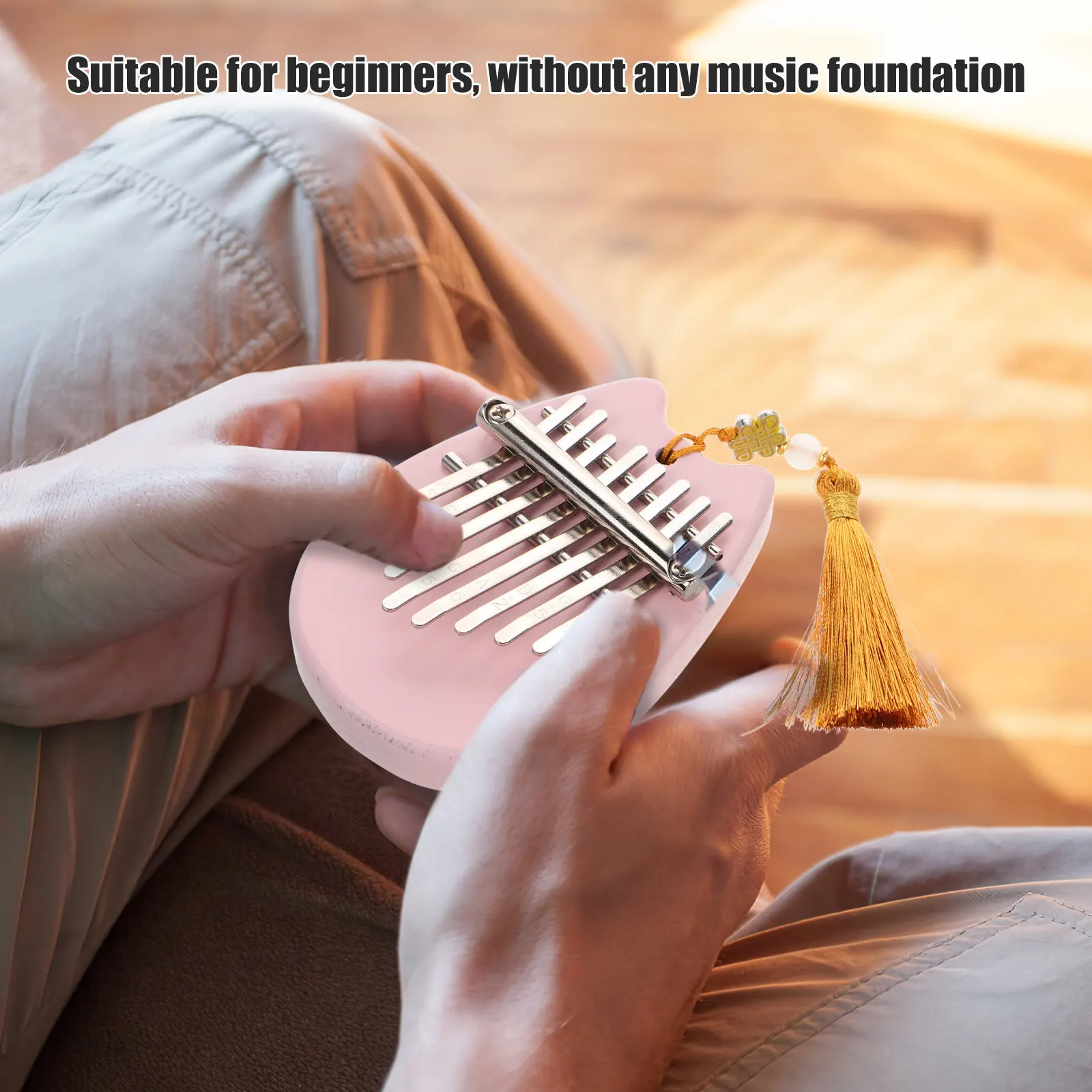 8-Key Mini Kalimba Thumb Piano Acrylic Pink Compact Portable Beginner Musical Instrument Finger Harp Interactive Music Beginner