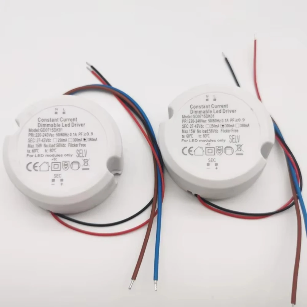 7-15W LED Dimmable Driver 27V-42V 150-450mA Constant Current Power Supply DIP switch For Indoor Downlight 7-15W No Flicker