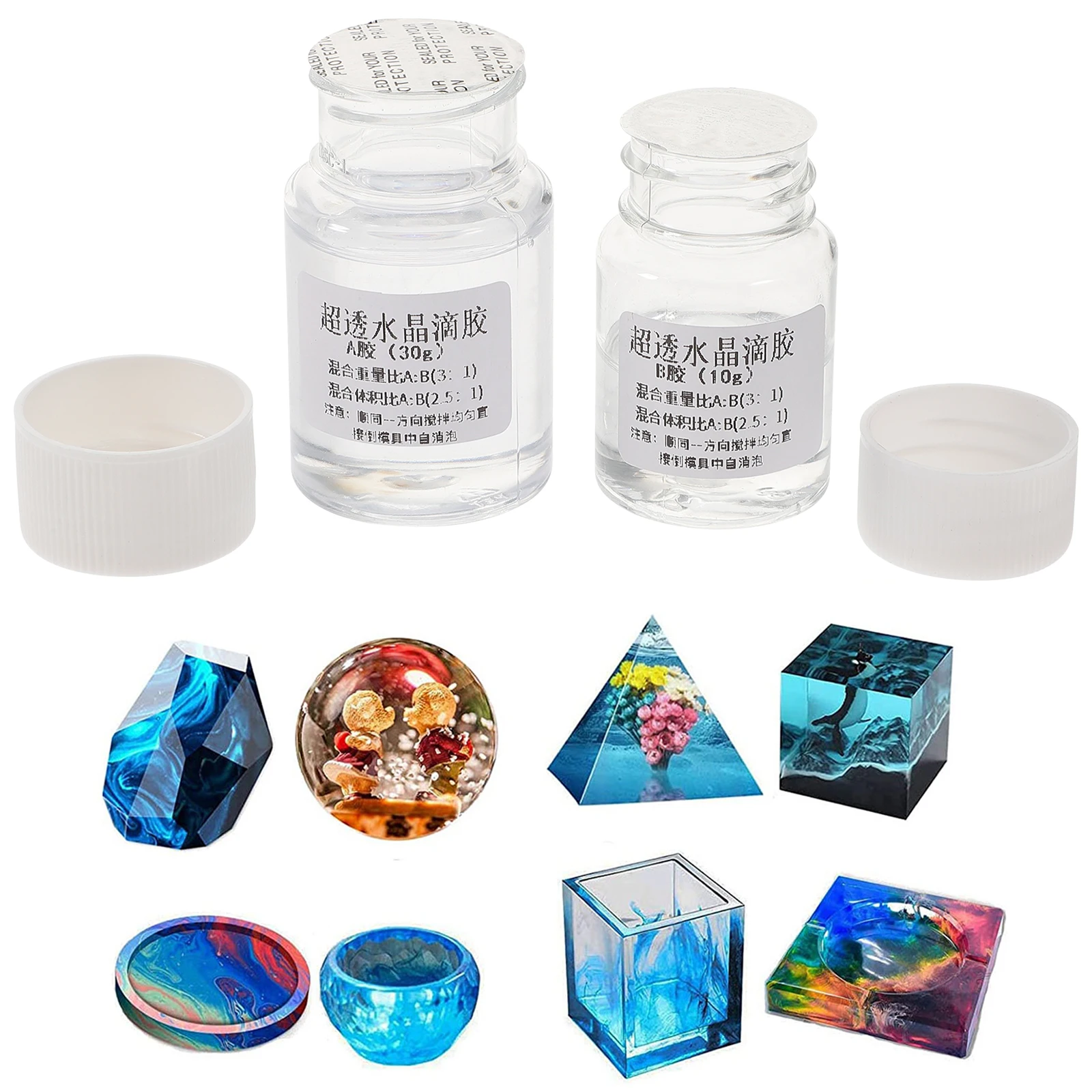 

2 Sets Waterproof Epoxy Resin Glue High Hardness Clear Two Part for Filler Glass Craft DIY Kit Anti Yellowing Super