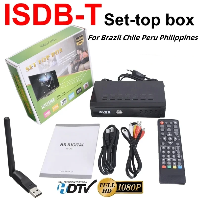 ISDB-T ricevitore TV BOX convertitore Tv digitale 1080P HD FTA ISDBT Decoder Tuner terrestre per brasile perù con interfaccia HDMI RCA