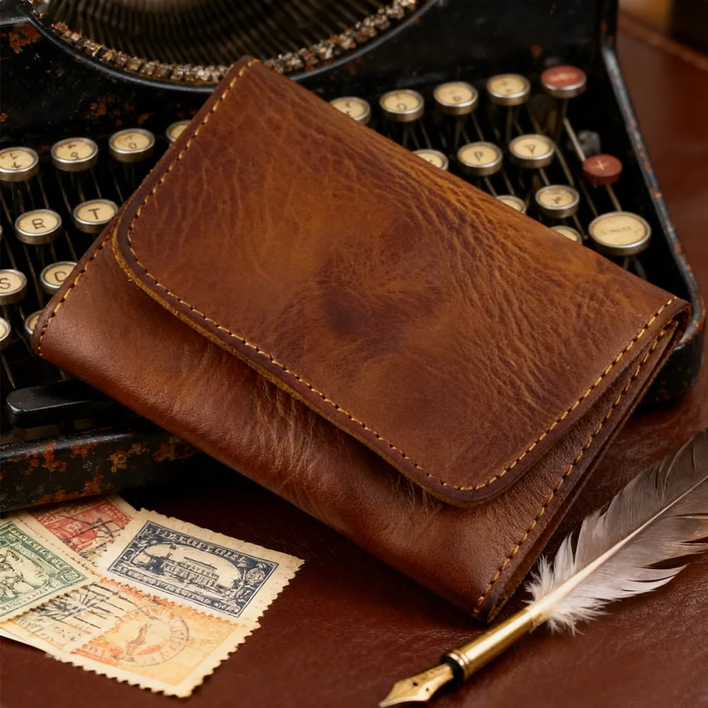 

Высококачественный мужской кошелек из натуральной кожи в стиле ретро, держатель для карт, мужские кошельки ручной работы, простые мягкие мужские кошельки для монет