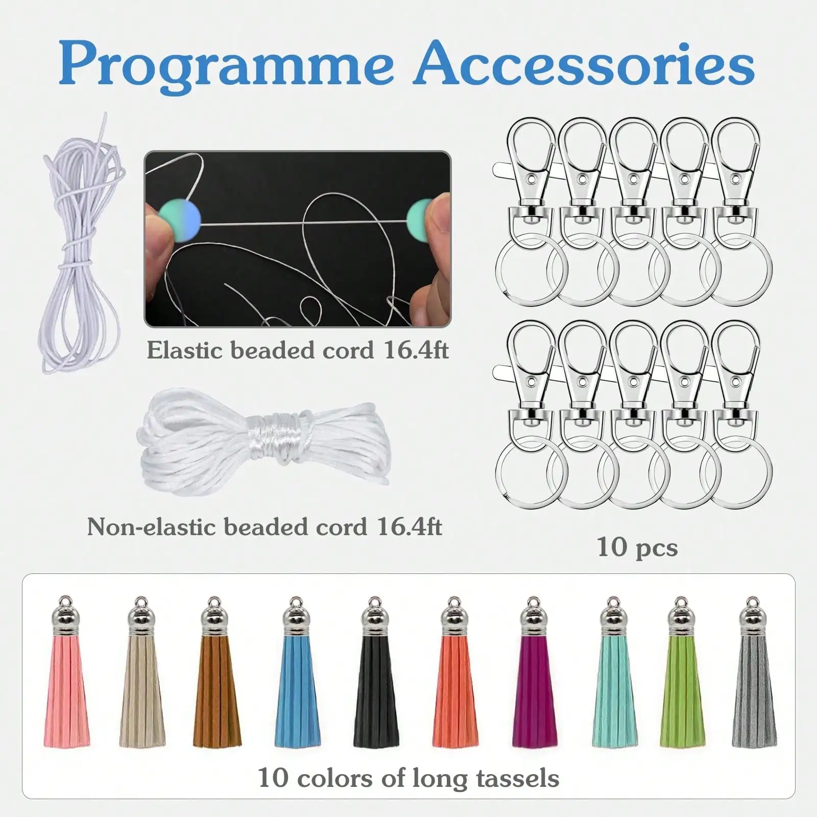 Perles en silicone pour porte-clés, fournitures de kit exécutif, caoutchouc, vrac, bracelet et collier à faire soi-même, 228 pièces