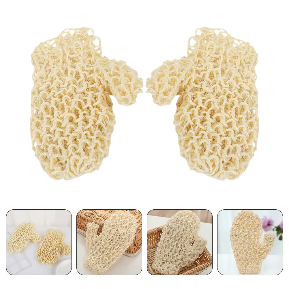 

1 Pair Natural Sisal Exfoliating Gloves Deep Cleansing Body Scrub Mitt Shower Bath Massage Reusable Spa Glove Lightweight Travel