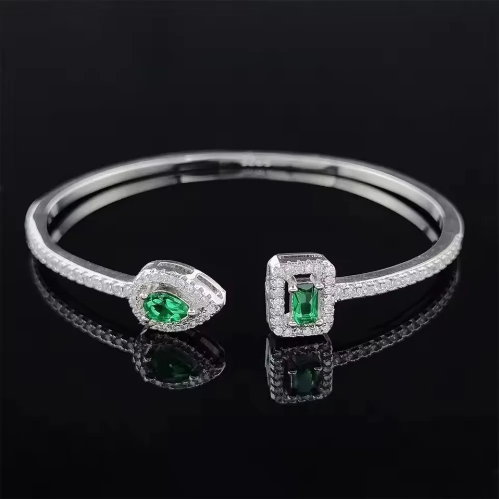 

Jewelry Cubic Zirconia Cuff Bracelet Waterproof Ornaments Luxury Geometry Bangle Handmade High-end Adjustable Open Bangle