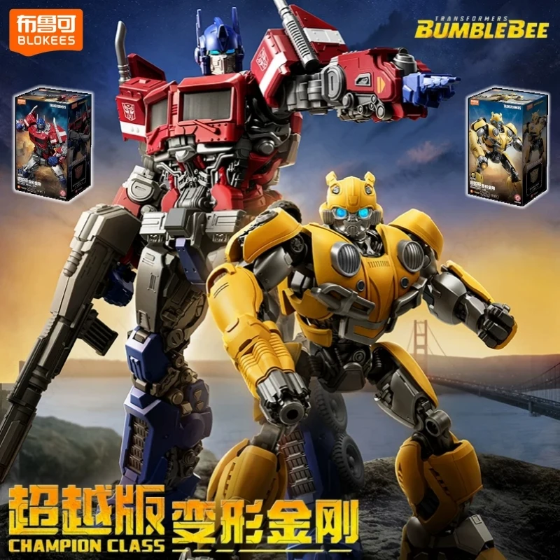 Genuine Blokees Transformers Bumblebee Optimus Prime Champion Class Movie 6 Posable Building Kit Assembly Model Collectible Gift