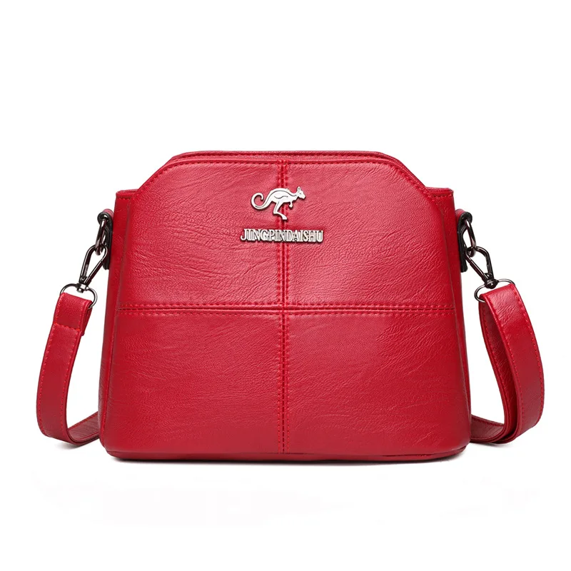 Women Fashion Shoulder Crossbody Messenger Small Hand Soft PU Leather Bag Cute Side Purse 3 Layers Space Mobile Phone Handbags