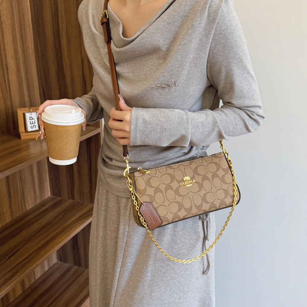 High-end style bag 2026 new women's mahjong bag retro print elegant chain bag underarm bag crossbody bag image 6