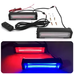 2Pcs COB Car Strobe Warning Lights Bar 40W Remote Car Grille Singal Light Flashing Emergency Light SUV Truck Police Lamp 12-24V
