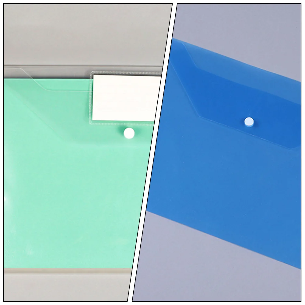 

6Pcs Thick File Organizers PP Material Document Holders Button Design Clear Storage Bags for Office School File Folder