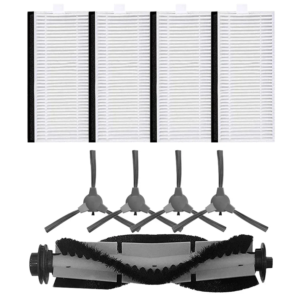 1pc Main Brush+4pcs Filter+4pcs Side Brush For Polaris PVCR 4105 WI-FI IQ Vacuum Cleaner Replacement Accessories