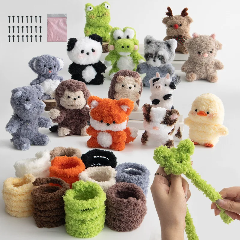 Kit de materiales de limpiapipas de peluche de animales adorables, juego de tallos de chenilla para manualidades creativas, regalos DIY, decoración y proyectos escolares.