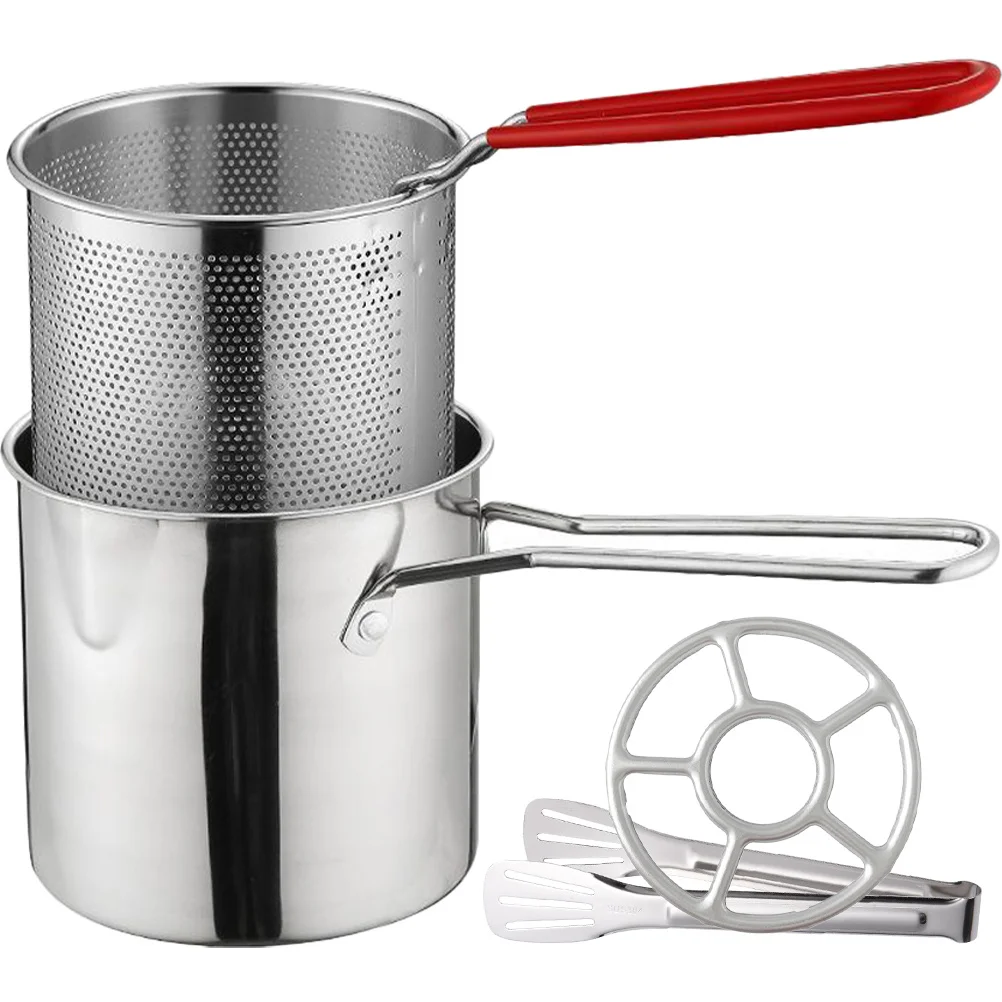 1 مجموعة الفولاذ المقاوم للصدأ المقلاة وعاء سلة القلي العميق طقم القلي الصغير لرقائق الخضروات اللحوم وجبة خفيفة الطبخ فراي سلة #5