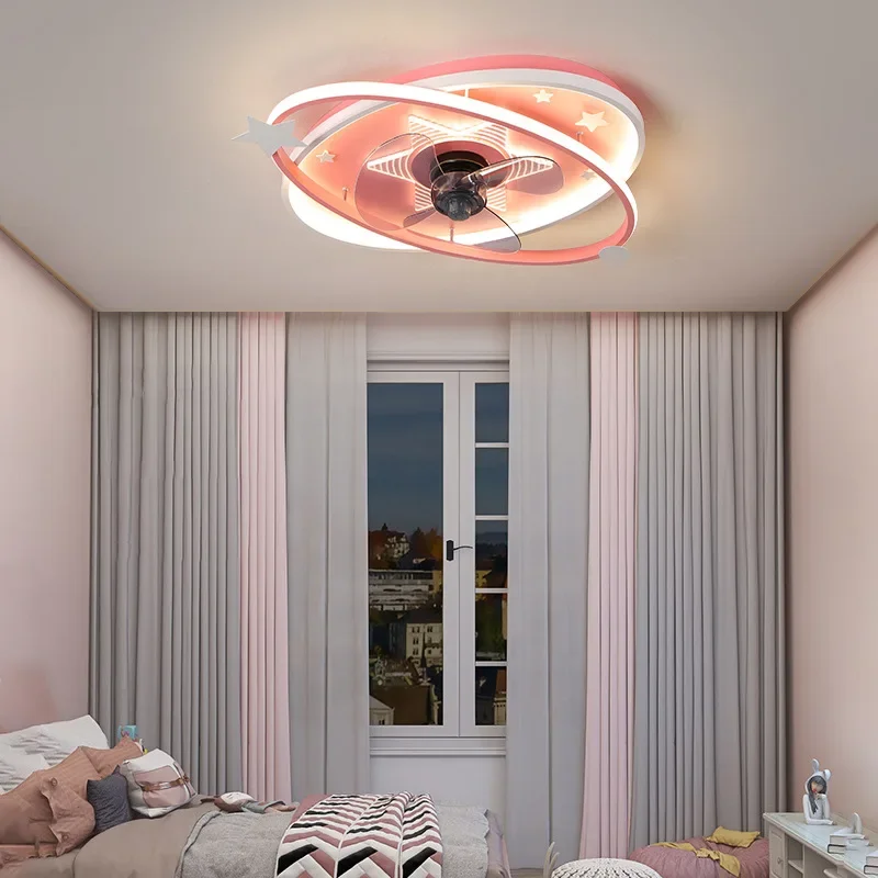 

Dream Children's Room Fan Lamp Bedroom Boy Girl Fan Ceiling Lamp Simple Invisible Restaurant Ceiling Fan Lamp