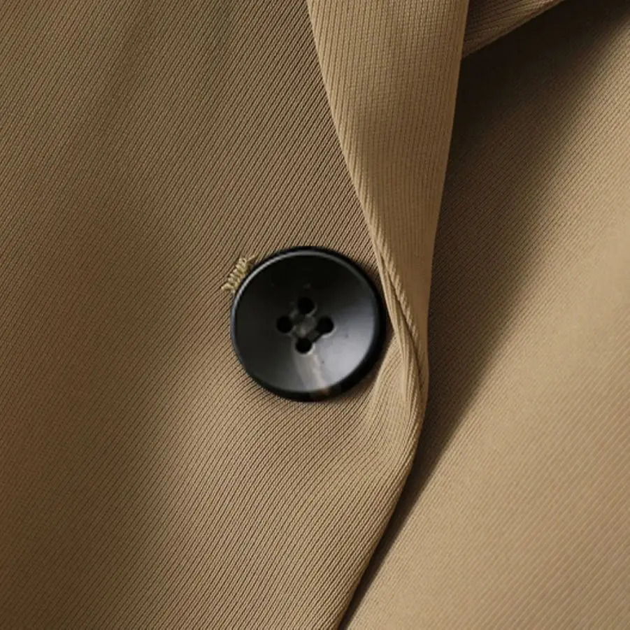 여성 카키 컬러 슬림핏 세트 조끼, 직장인 상의 코트, 날씬해 보이는 분위기, 용수철 가을