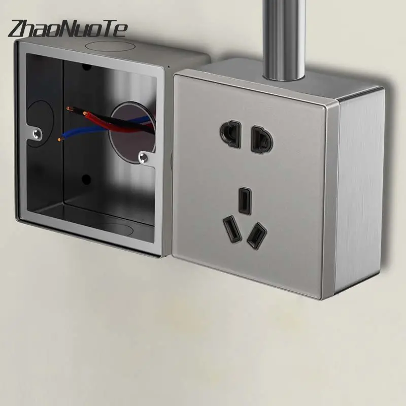 Type 86 Stainless Steel Box Surface Mount Universal Wall Switch Socket Junction Box 25 mm Import