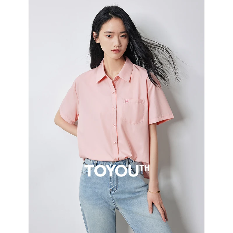 TOYOUTH Women Ice Cream Color Scheme Shirt 2024 Summer New Casual Short Sleeved