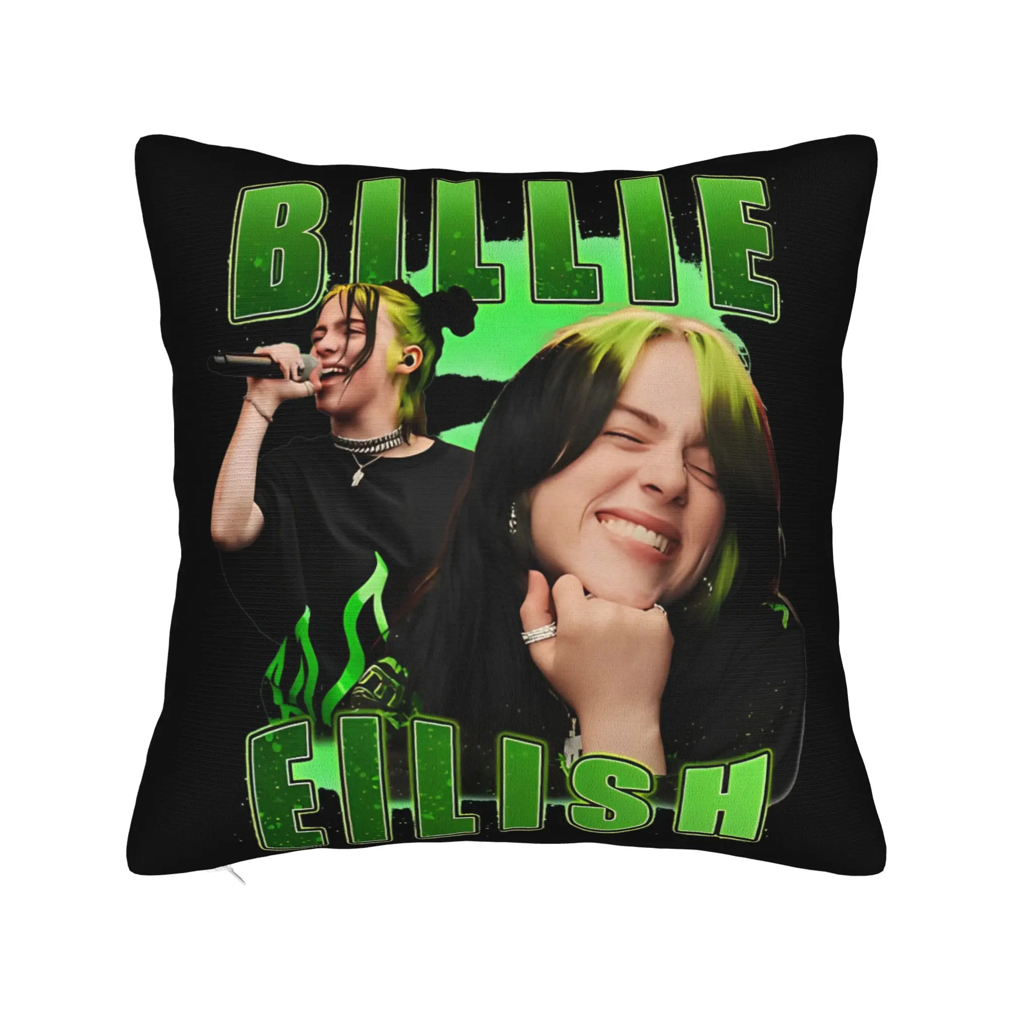 Aesthetic Bootleg Billies  Eilish Hip Hop Pillowcase Printed Cushion Cover Decorations  Pillow Case Cover Living Room 45X45cm