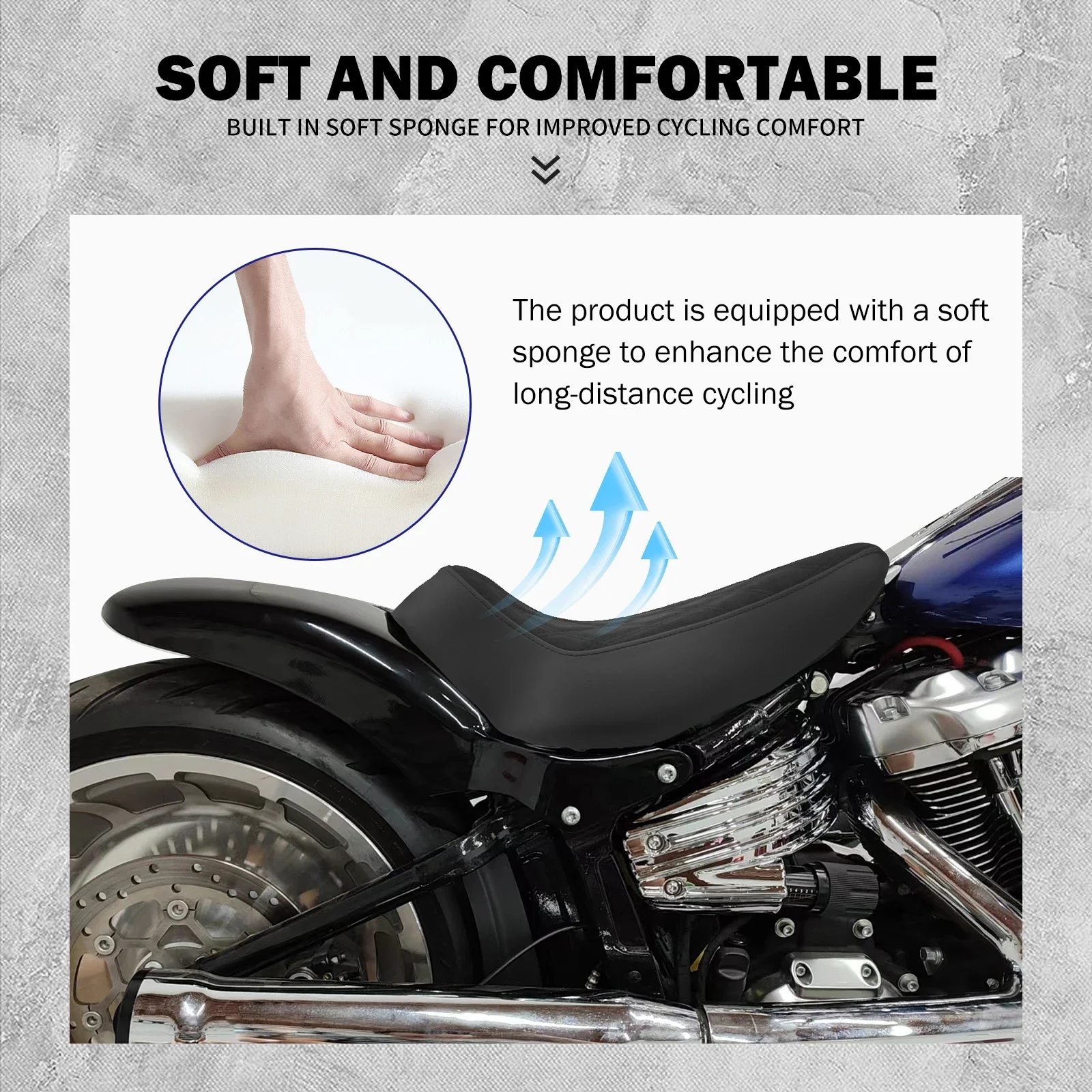 Motorcycle Driver Solo Seat Front Cushion Diamond Low Profile Seat For Harley Softail Fatboy Breakout FXBRS FXBR FLSTF 2018-2024