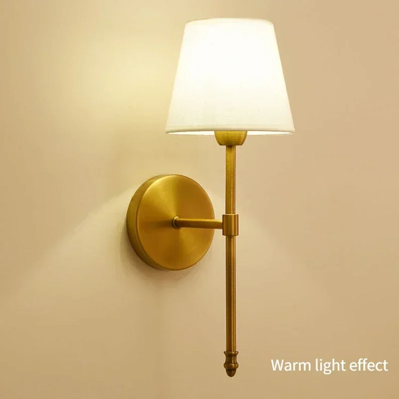 Creative Modern Wall Lamp for Bedroom Living Room American Style Cloth Lampshade Luxury Staircase Walkway Decorative Light
