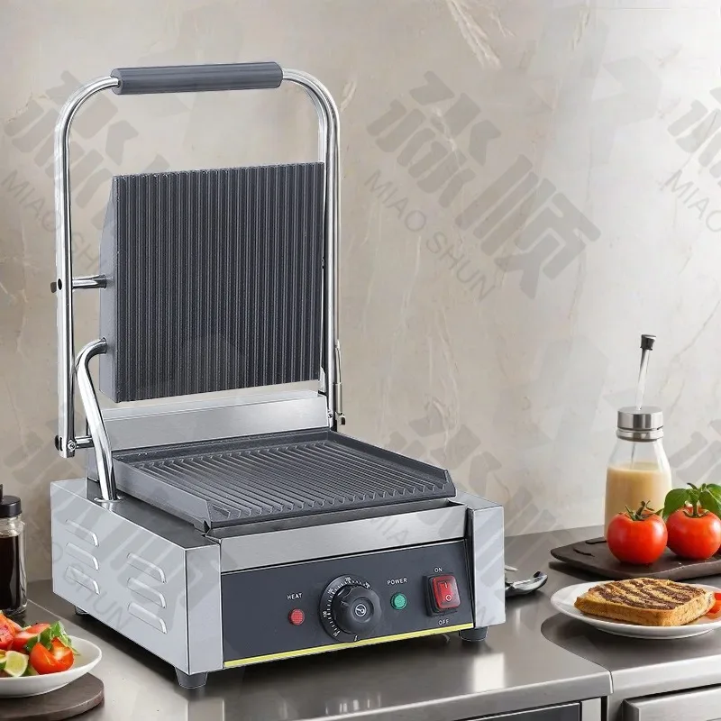 شواية كهربائية تجارية، لوحة مضلعة مسطحة كاملة للطهي في ساندويتش تيبانياكي في الهواء الطلق
