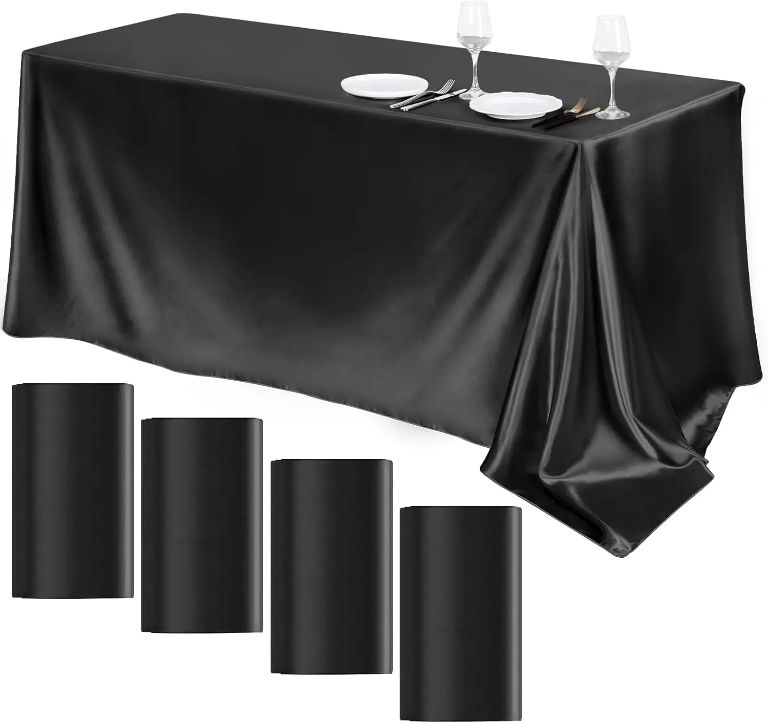 Rechteckige Satin-Tischdecke, Seidentischdecke, glatte Tischdecke mit doppelter Nahkante für Hochzeitsbankett, Party und Bankettdekoration