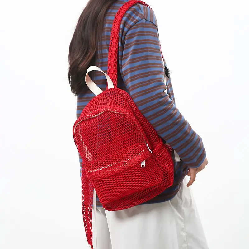

Backpack Women Nylon Summer Solid Hollow Out Fashion Simple Semi-transparent Breathable Backpack Unisex