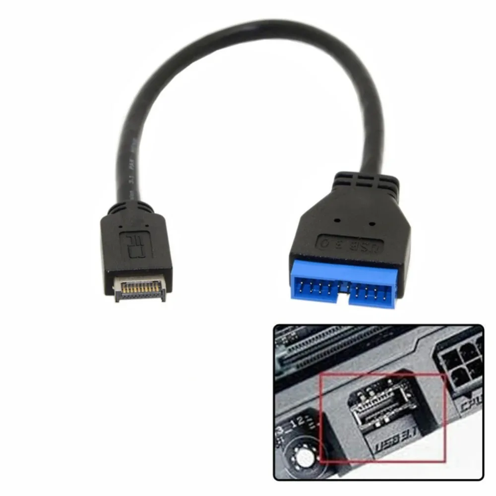 30cm Motherboard Front Panel USB3.1 Type-E to USB3.0 19/20Pin Header Adapter Cable Internal Connector Wire for Asus Desktop