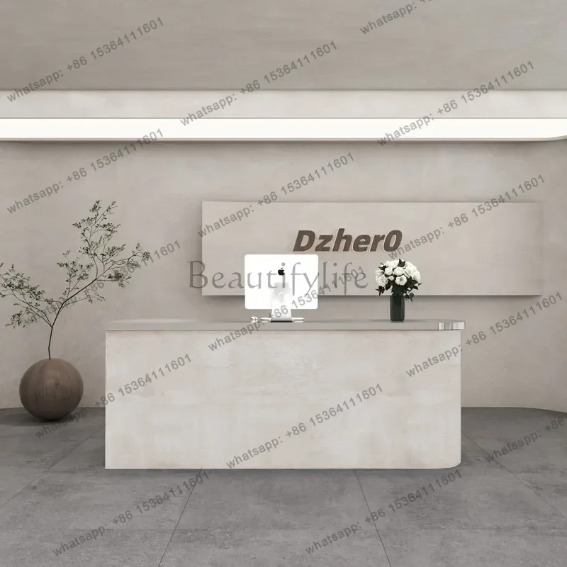 Best Sellers Retro Nostalgic Reception Desks Stainless Steel Curved Reception Desks Creativity Office Furniture Banco Reception