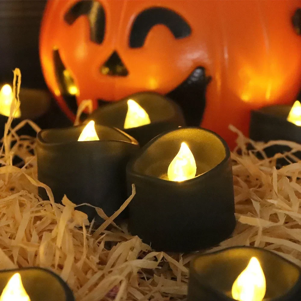 Led Electronic Black Candle Light Household Smokeless Lighting Home Decoration Accessories for Halloween Party Candle Props