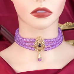 Sunspicems Chic Morocco Hairware Choker Necklace Double Usage Hand Beads Neck Chain Gold Color Arabic Pendant Bridal Jewelry