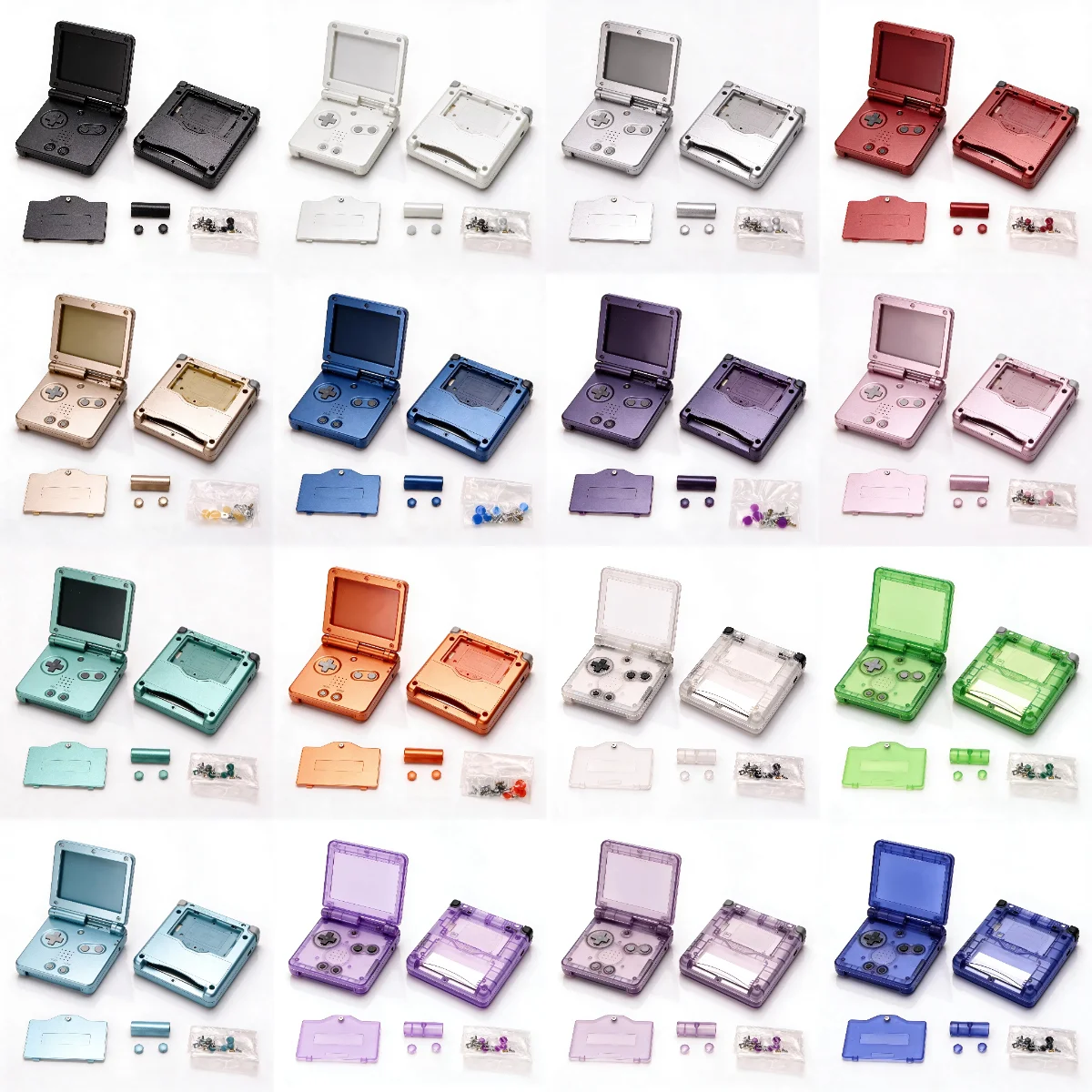 Replacement Housing Shell Case Cover for Nintendo Game Boy Advance SP (GBA SP) – Solid / Clear Color DIY Repair & Mod Accessory