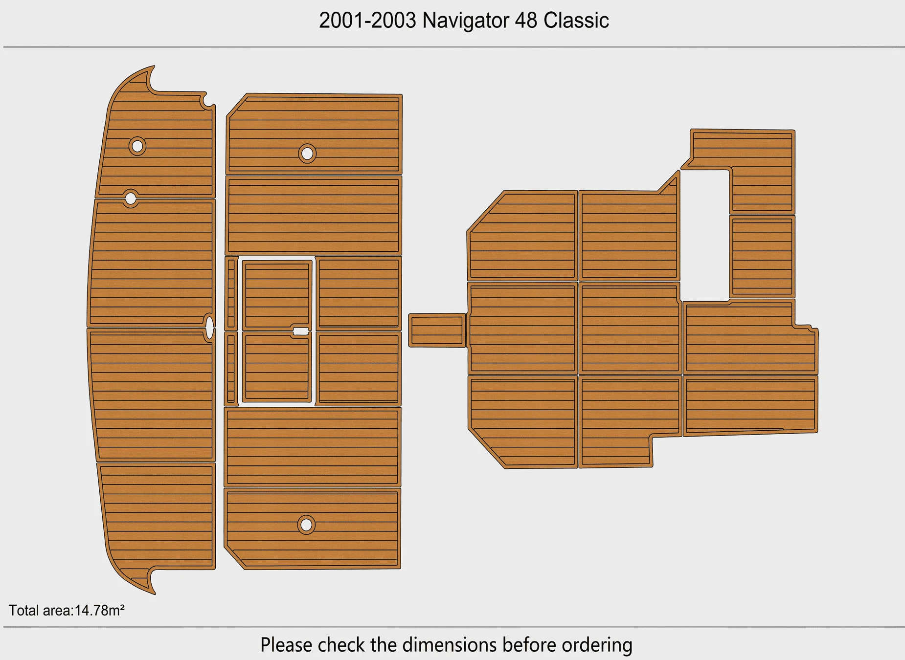 Anti-Skid EVA Faux Teak Self-Adhesive 6mm Boat Decking Pad for 2001-2003 Navigator 48 Classic Yacht Cockpit Durable Marine Floor