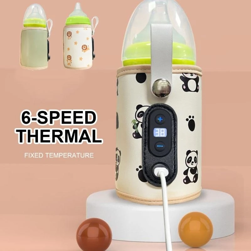 M76C Tas Penghangat Botol Bayi Penjaga Panas Susu Bayi Portabel 6 Gigi Penutup Penghangat Botol Travel Dapat Disesuaikan Botol