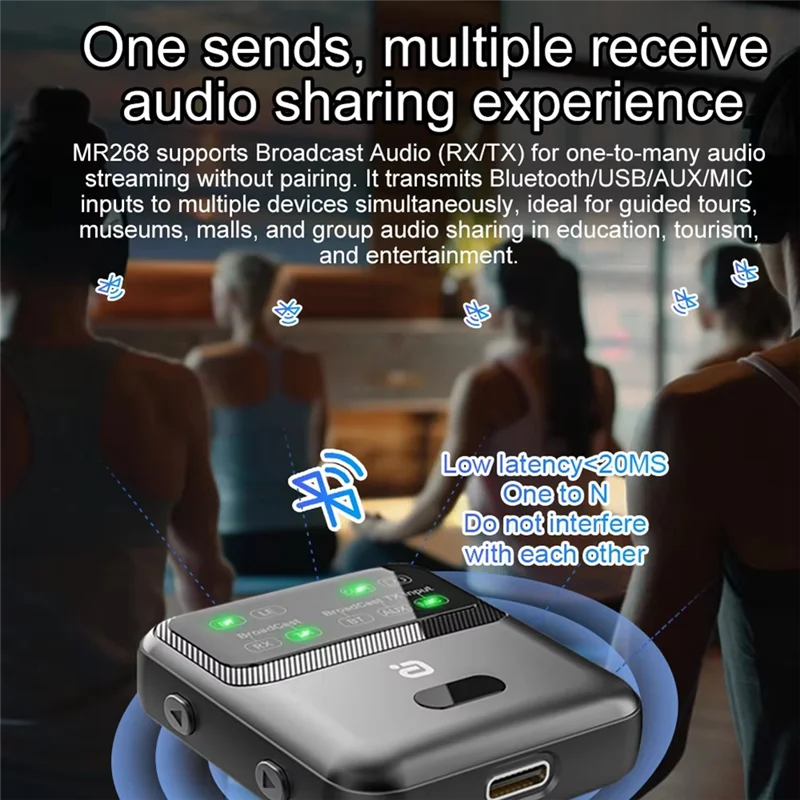 

A73E-Bluetooth 5.4 Audio Transceiver, LE Audio Adapter, Broadcast 1TX To 100+ RX Devices Sharing, AAC/Aptx-AD/LC3, USB US Plug