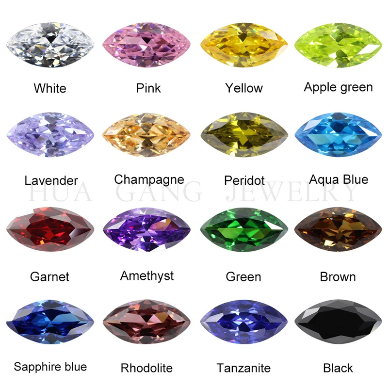 2X4mm~10X20mm 500pcs/lot Marquise Shape Cubic Zirconia Stone Multicolor Brilliant Cut Loose CZ Synthetic Gems Beads For Jewelry