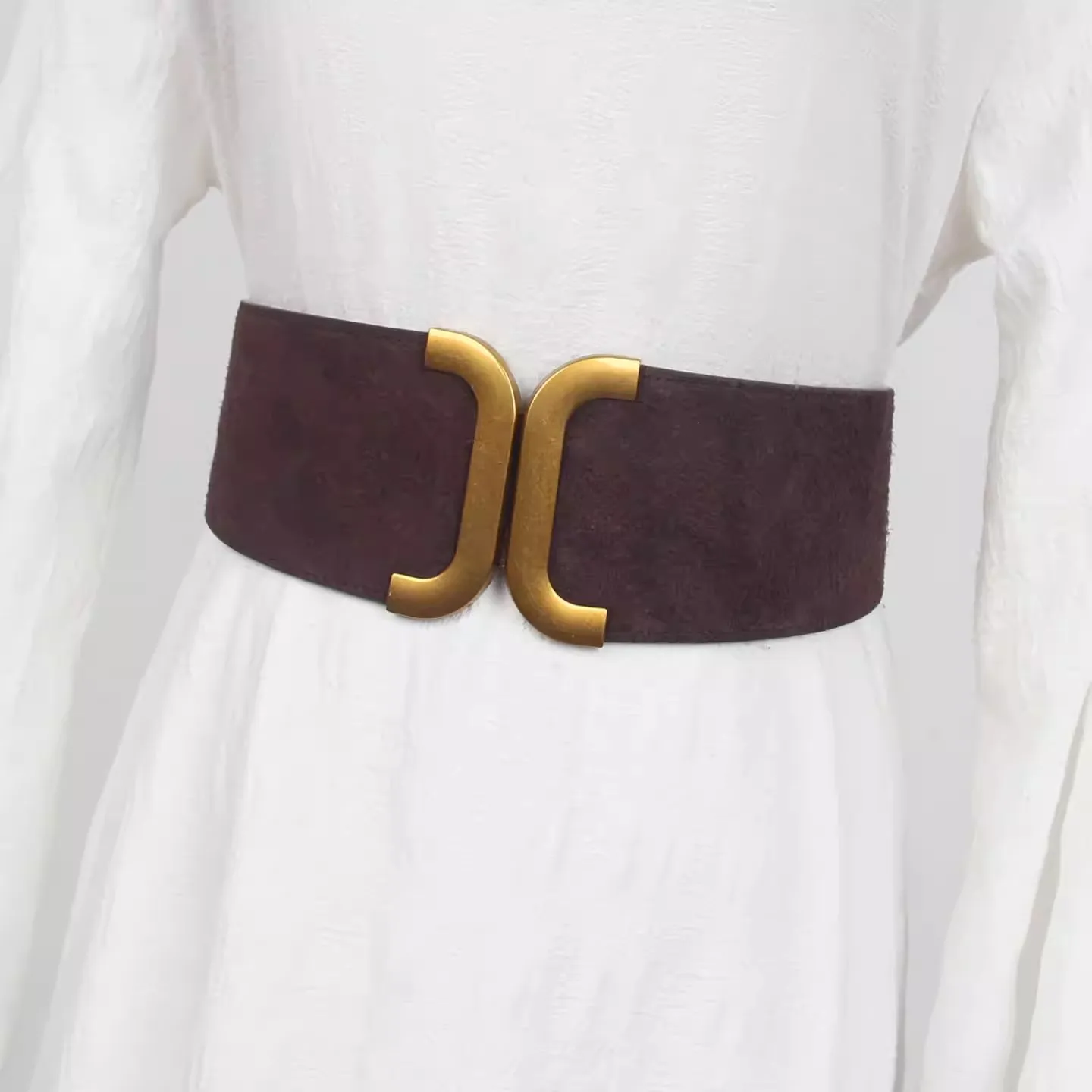 Women's Vintage Genuine Leather Elastic Corset Female Cummerbund Coat Waistband Dress Decration Wide Belt J1764