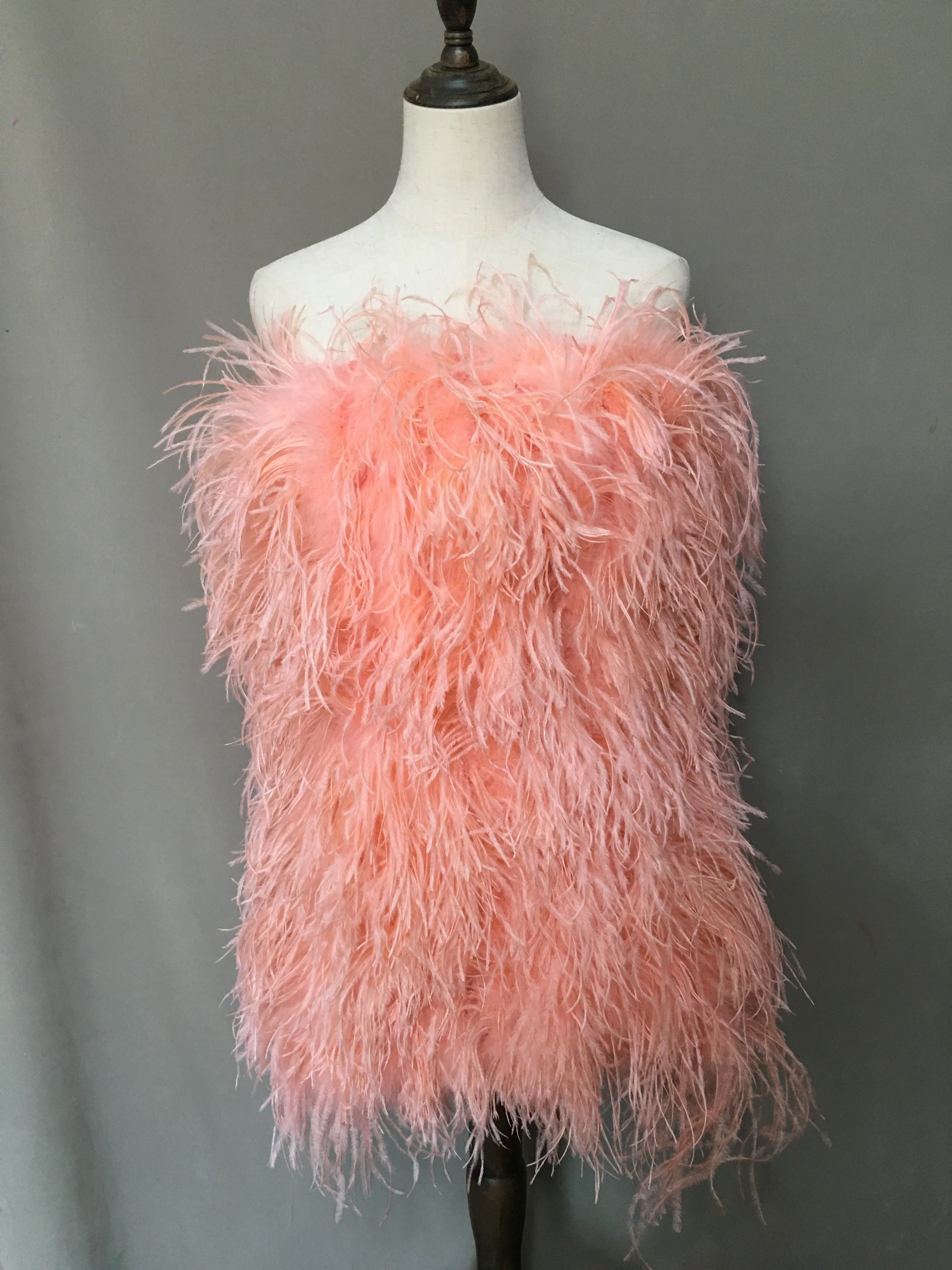 

Юбка с запахом из натуральных страусиных перьев, персик, пушистый, для вечеринки, роскошный