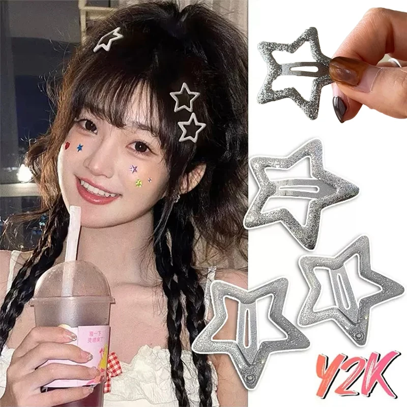 

2/4/6pcs Sweet Shinny Star Hair Clips Metal Snap Simple Hairpins Barrettes Hair Pins Women Girl Side BB Clip Styling Tools