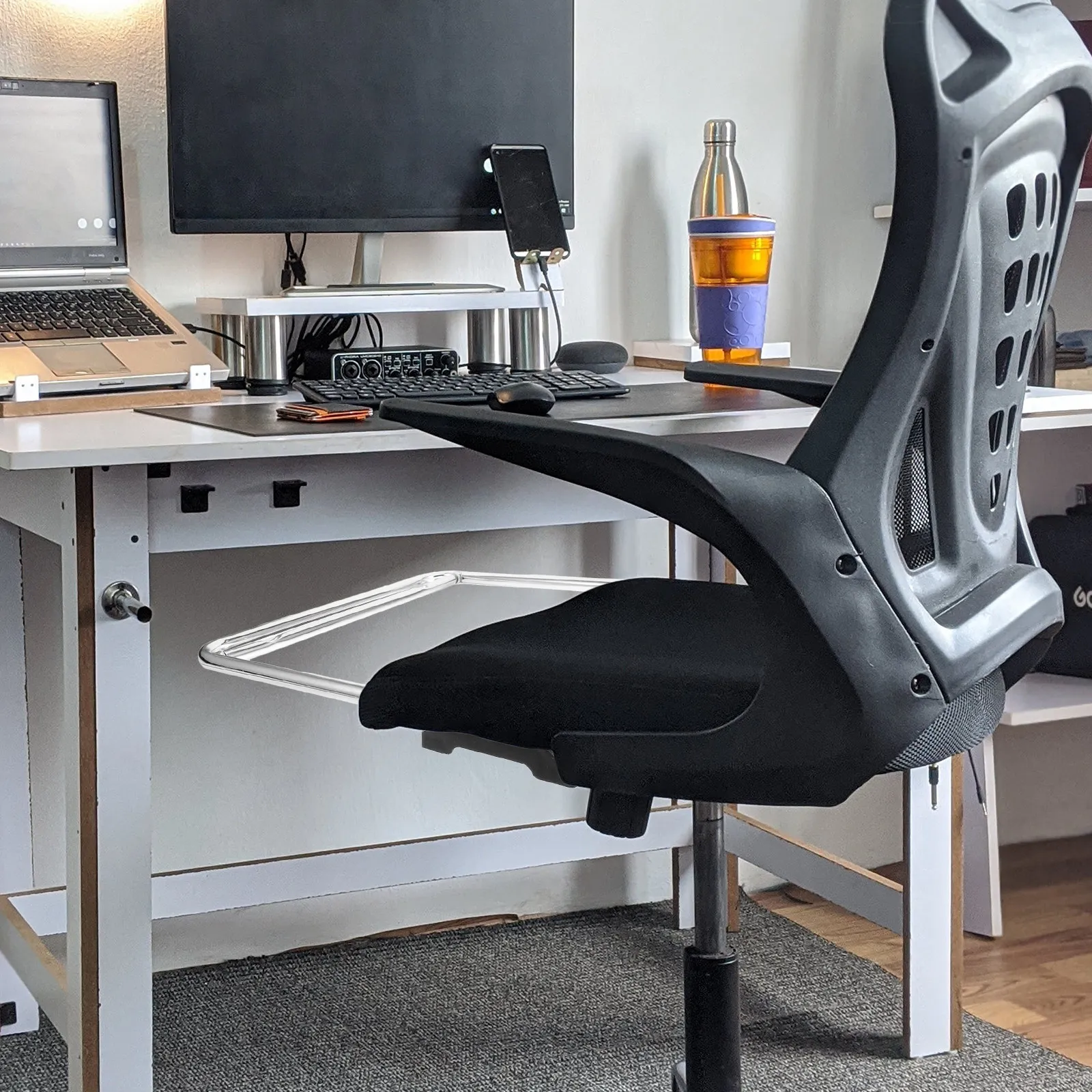 

1 шт. эргономичная регулируемая подставка для ног из нержавеющей стали для офисного стола под кресло, для снятия боли, от судорог мышц, для поддержки спины